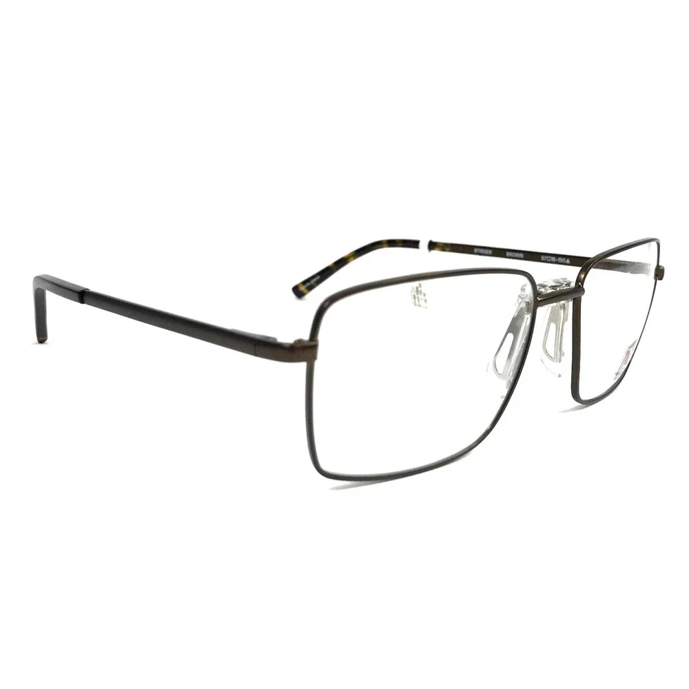 XXL Eyeglasses Frames Stinger BROWN Rectangle Square Wire Rim 57-18-150